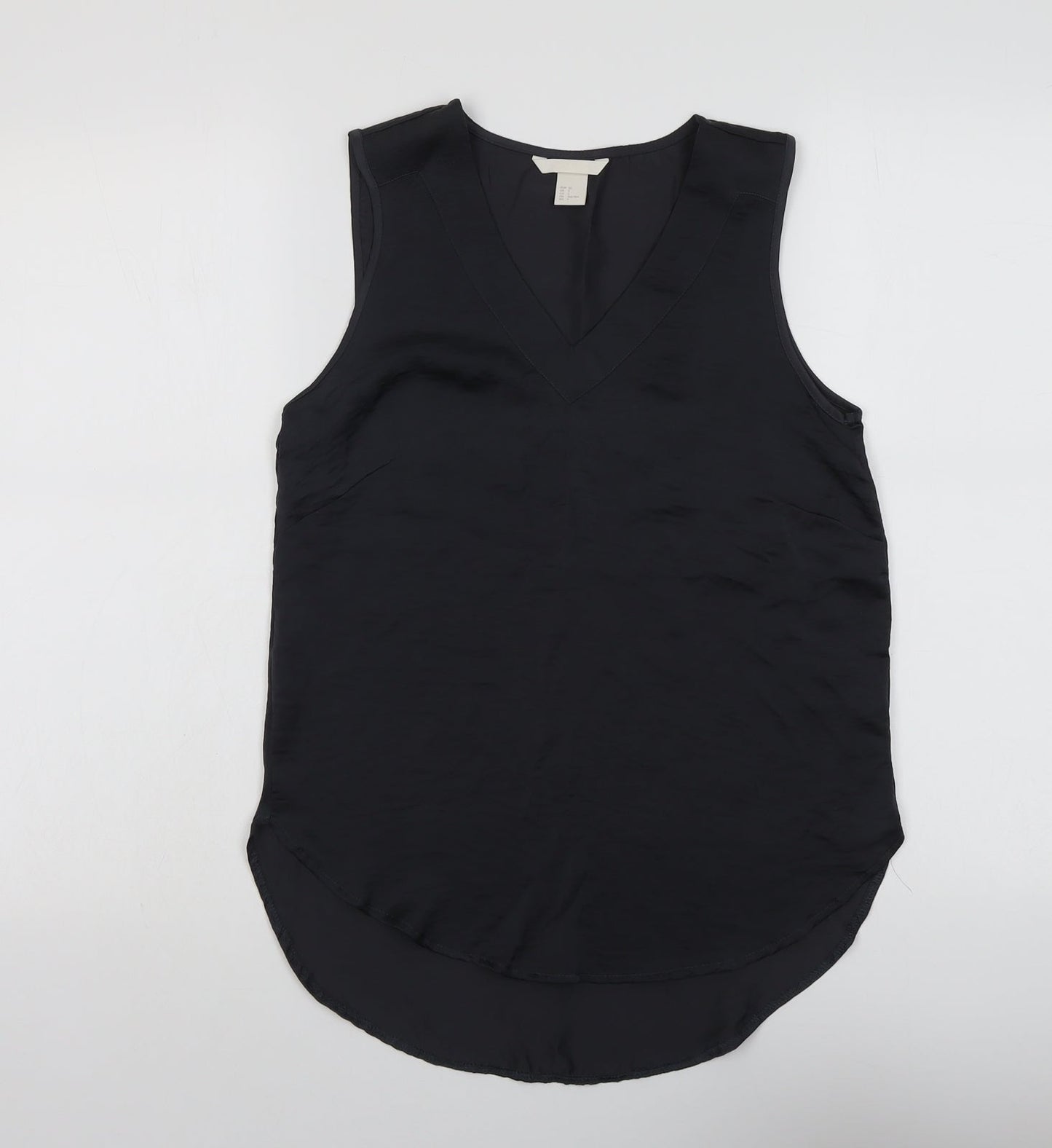 H&M Womens Grey Polyester Basic Tank Size 4 V-Neck