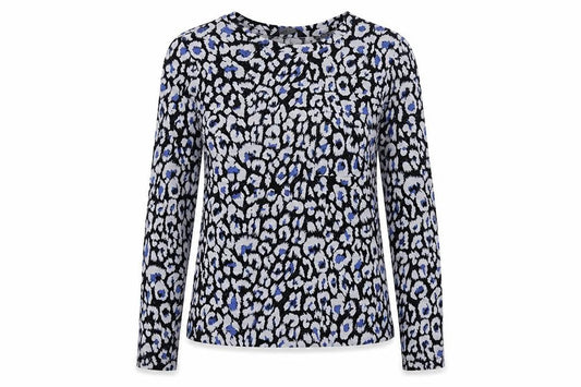Marks and Spencer Womens Blue Geometric Polyester Basic Blouse Size 6 Round Neck