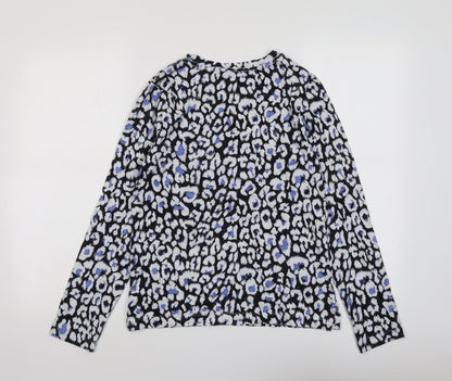 Marks & Spencer Womens Blue Geometric Polyester Basic Blouse Size 6 Round Neck