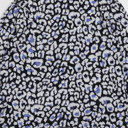 Marks & Spencer Womens Blue Geometric Polyester Basic Blouse Size 6 Round Neck