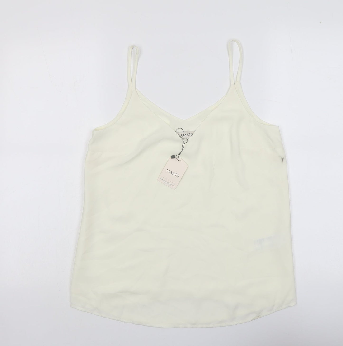 Oasis Womens Ivory Polyester Basic Tank Size 10 V-Neck