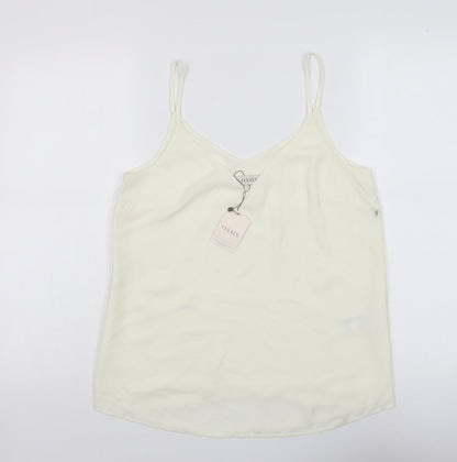 Oasis Womens Ivory Polyester Basic Tank Size 10 V-Neck