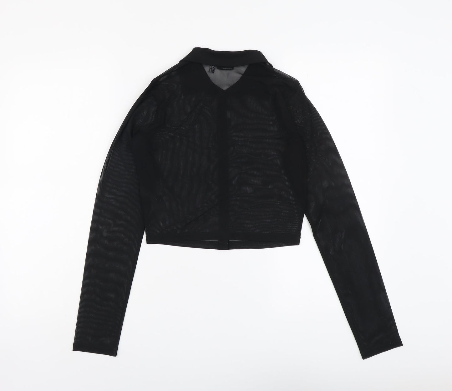 ASOS Womens Black Polyester Cropped Button-Up Size 8 Collared