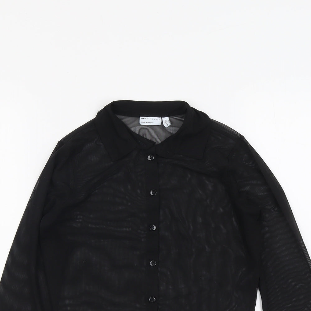 ASOS Womens Black Polyester Cropped Button-Up Size 8 Collared