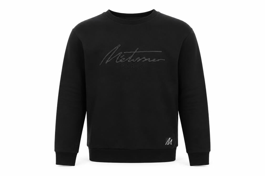 Metissier Paris Mens Black Cotton Pullover Sweatshirt Size XS