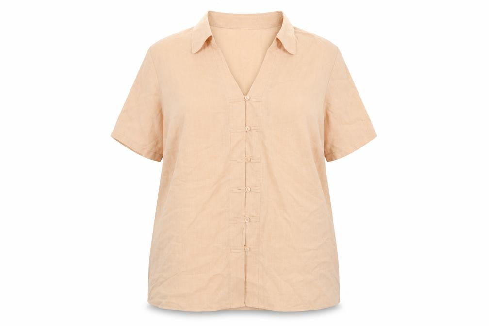 Marks & Spencer Womens Orange Viscose Basic Button-Up Size 18 Collared