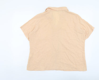 Marks & Spencer Womens Orange Viscose Basic Button-Up Size 18 Collared