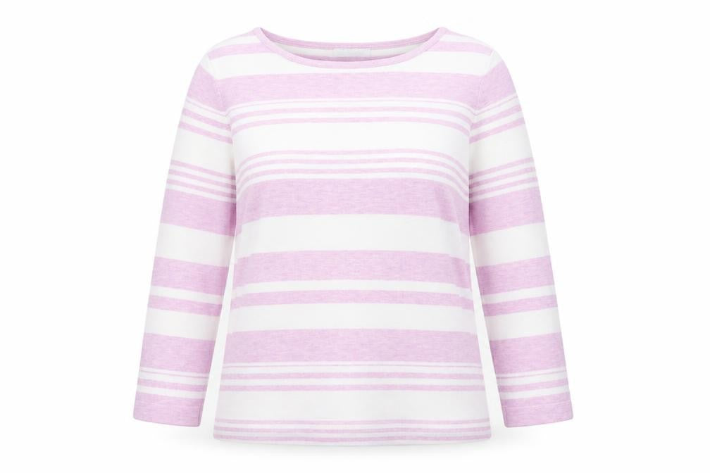 Berkertex Womens Purple Round Neck Striped Viscose Pullover Jumper Size 14