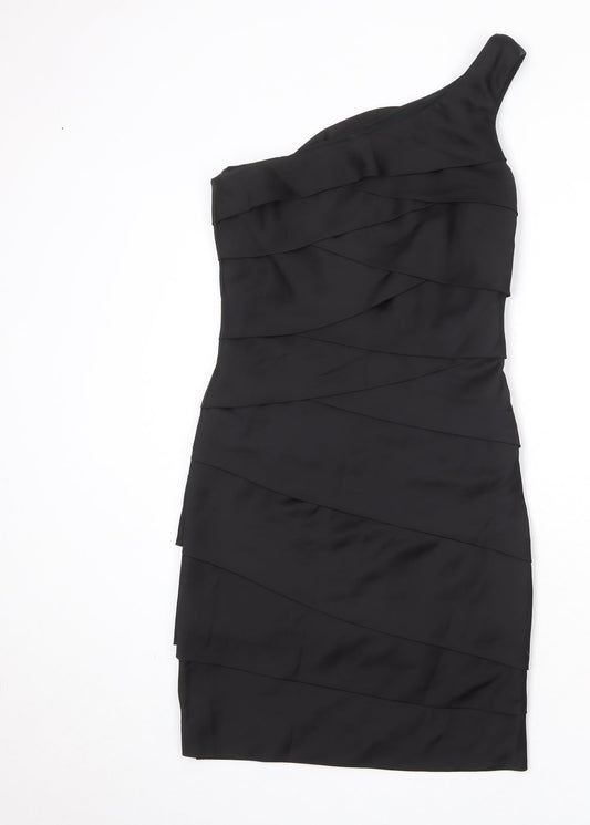 Max And Cleo Womens Black Polyester Bodycon Size L One Shoulder Zip