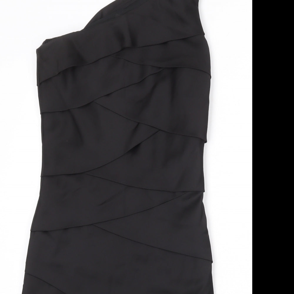 Max And Cleo Womens Black Polyester Bodycon Size L One Shoulder Zip