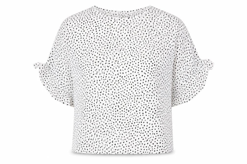 New Look Womens White Geometric Polyester Basic Blouse Size 12 Round Neck