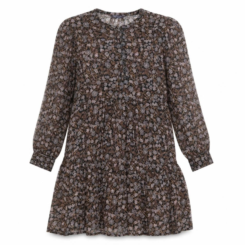 Marks & Spencer Womens Multicoloured Floral Polyester A-Line Size 12 Round Neck Button
