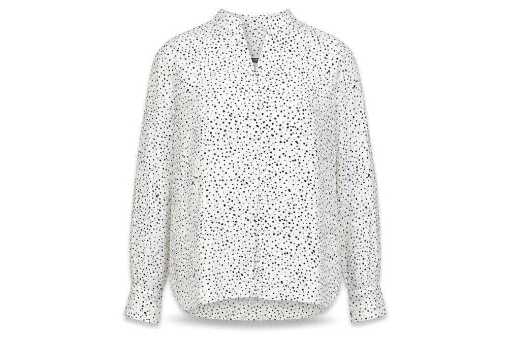 Mango Womens White Polka Dot Polyester Basic Blouse Size S V-Neck