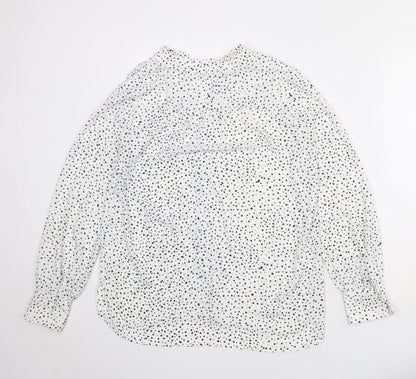 Mango Womens White Polka Dot Polyester Basic Blouse Size S V-Neck
