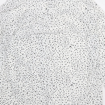 Mango Womens White Polka Dot Polyester Basic Blouse Size S V-Neck