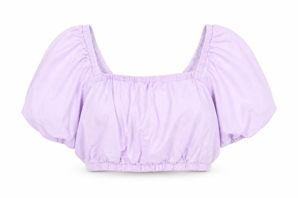 VERO MODA Womens Purple Polyester Cropped Tank Size M Square Neck - Open Back