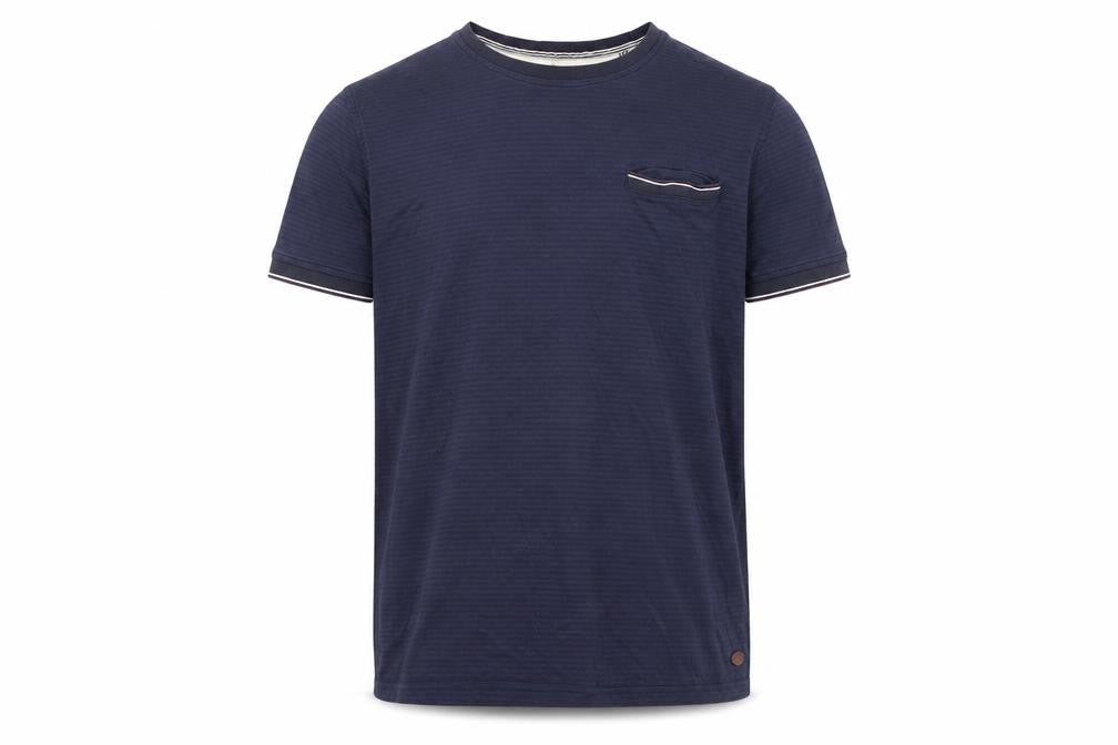 Hammond & Co Mens Blue Striped Cotton T-Shirt Size L Round Neck