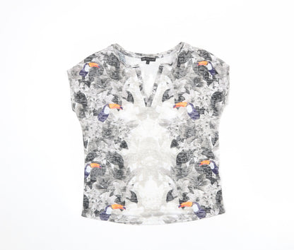 Next Womens Multicoloured Floral Polyester Basic T-Shirt Size 8 V-Neck