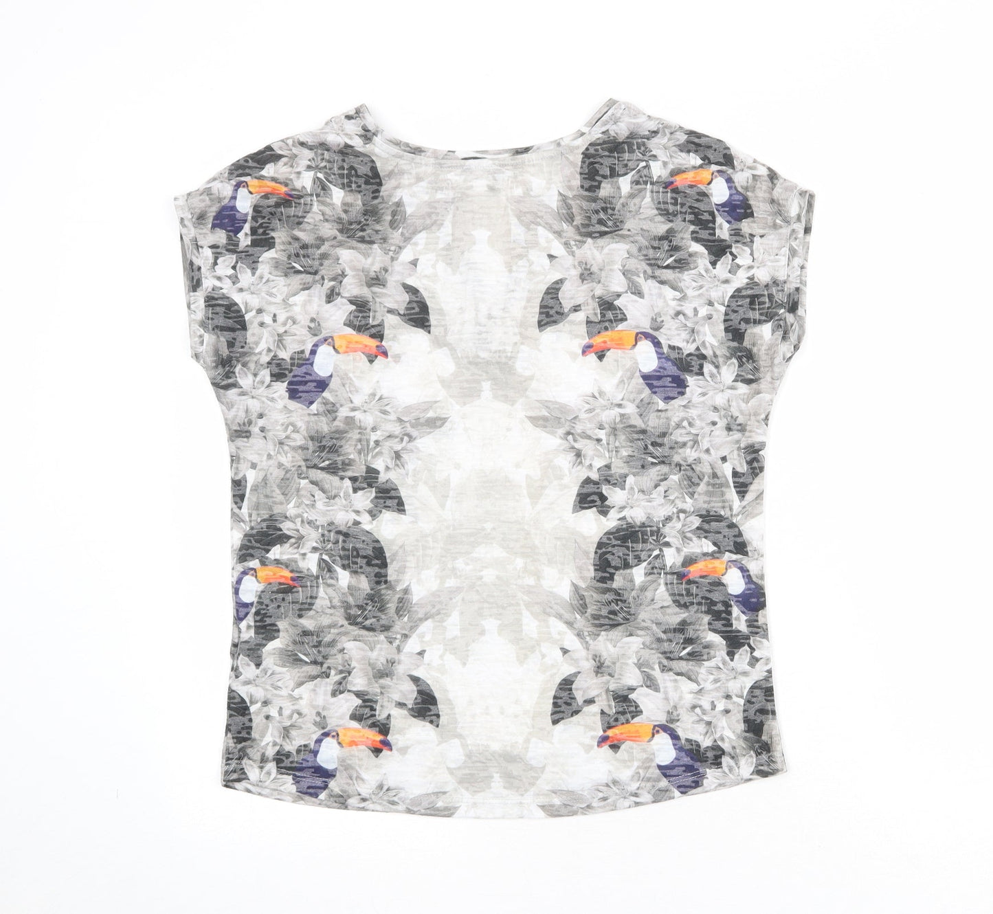 NEXT Womens Multicoloured Floral Polyester Basic T-Shirt Size 8 V-Neck