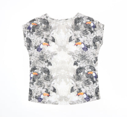 Next Womens Multicoloured Floral Polyester Basic T-Shirt Size 8 V-Neck