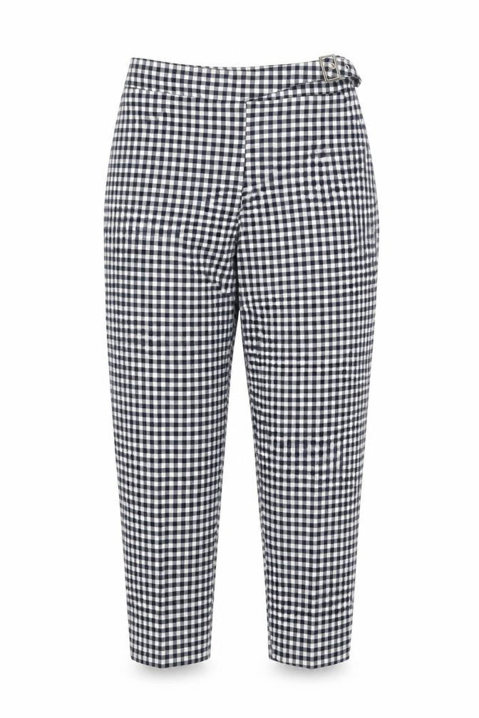 ASOS Womens Blue Check Viscose Carrot Trousers Size 6 Regular Zip
