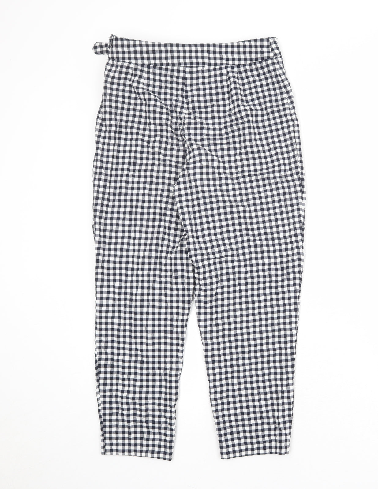 ASOS Womens Blue Check Viscose Carrot Trousers Size 6 Regular Zip