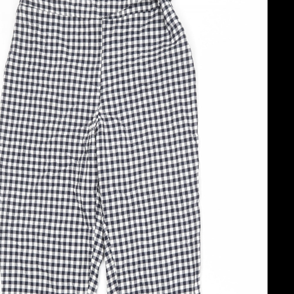 ASOS Womens Blue Check Viscose Carrot Trousers Size 6 Regular Zip