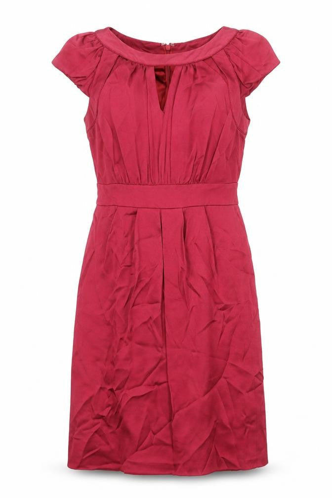 Monsoon Womens Red Acetate Shift Size 12 Round Neck Zip