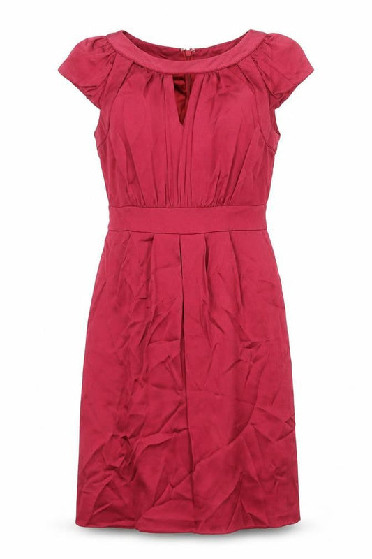 Monsoon Womens Red Acetate Shift Size 12 Round Neck Zip