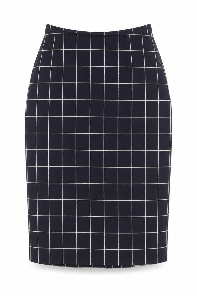 Planet Womens Blue Check Polyester A-Line Skirt Size 14 Zip