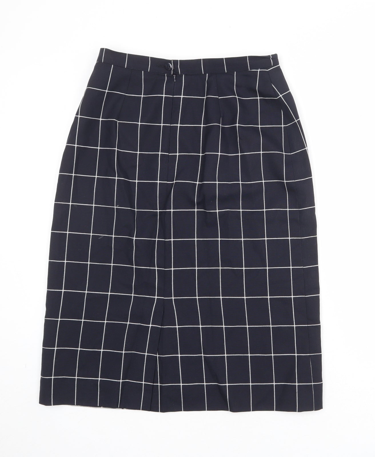 Planet Womens Blue Check Polyester A-Line Skirt Size 14 Zip