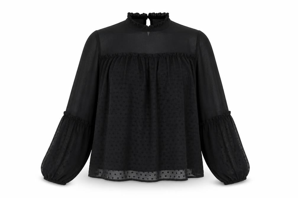 ASOS Womens Black Polka Dot Polyester Basic Blouse Size 10 Round Neck