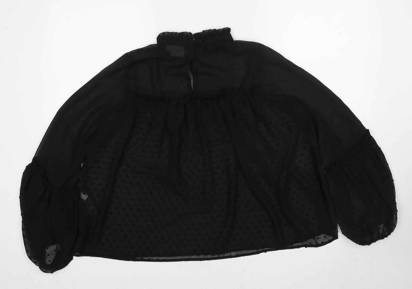 ASOS Womens Black Polka Dot Polyester Basic Blouse Size 10 Round Neck