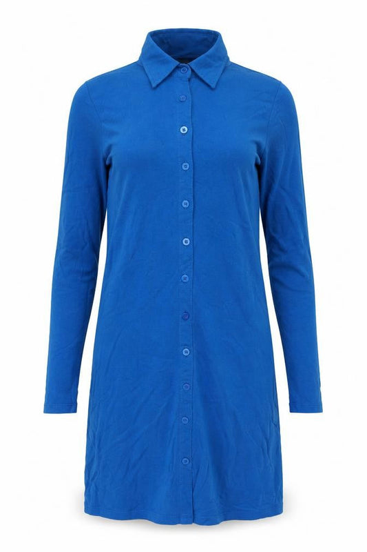 Motel Rocks Womens Blue Cotton Shirt Dress Size M Collared Button