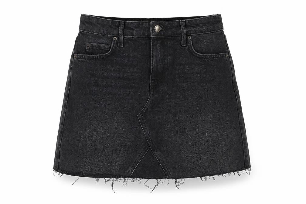 Miss Selfridge Womens Black Cotton A-Line Skirt Size 8 Zip
