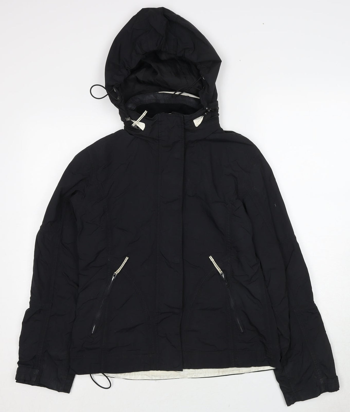 Best In Town Womens Black Windbreaker Jacket Size M Zip