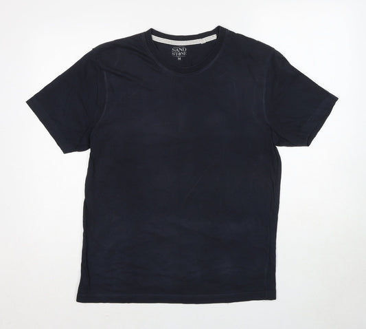 Sand Stone Womens Blue Cotton Basic T-Shirt Size M Round Neck