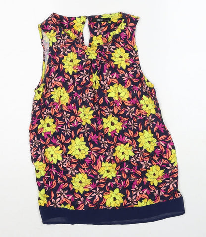 Oasis Womens Multicoloured Floral Viscose Basic Blouse Size 6 Round Neck