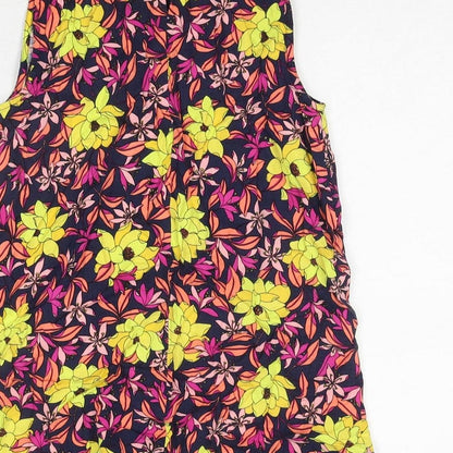 Oasis Womens Multicoloured Floral Viscose Basic Blouse Size 6 Round Neck