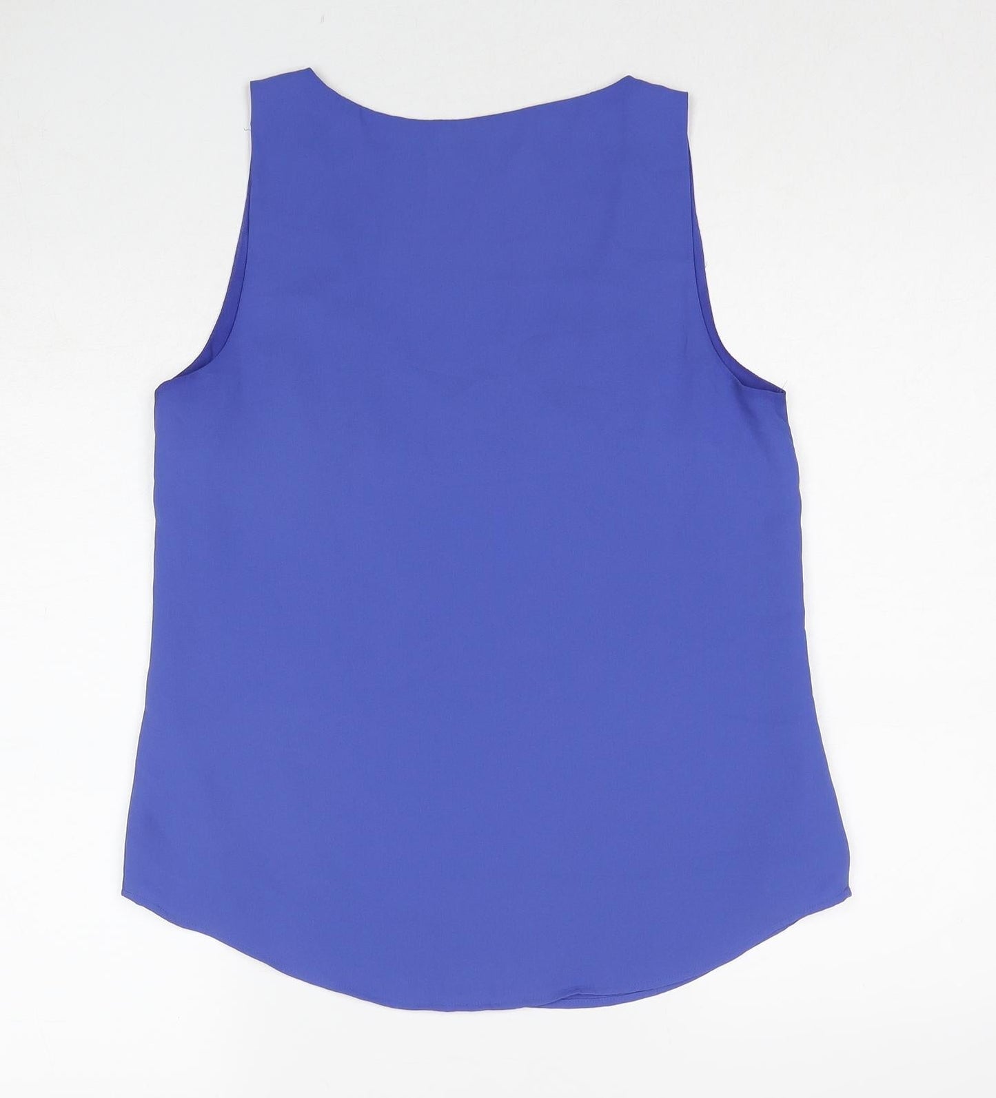 Oasis Womens Blue Polyester Basic Tank Size 10 V-Neck