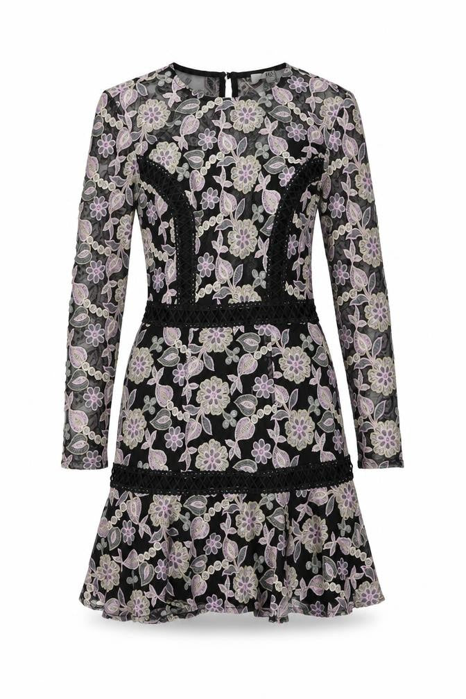 True Decadence Womens Multicoloured Floral Polyester Fit & Flare Size 8 Round Neck Zip