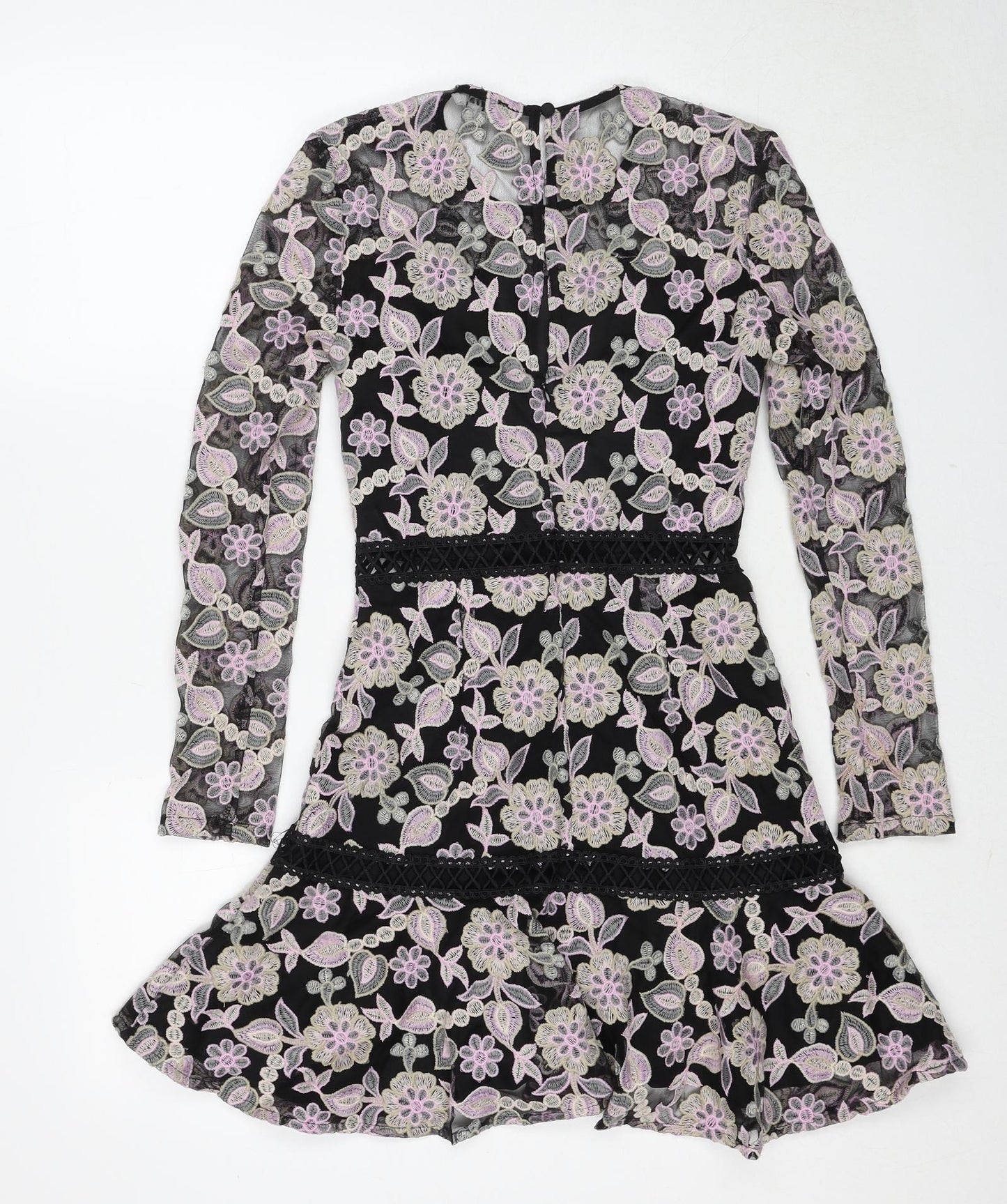 True Decadence Womens Multicoloured Floral Polyester Fit & Flare Size 8 Round Neck Zip