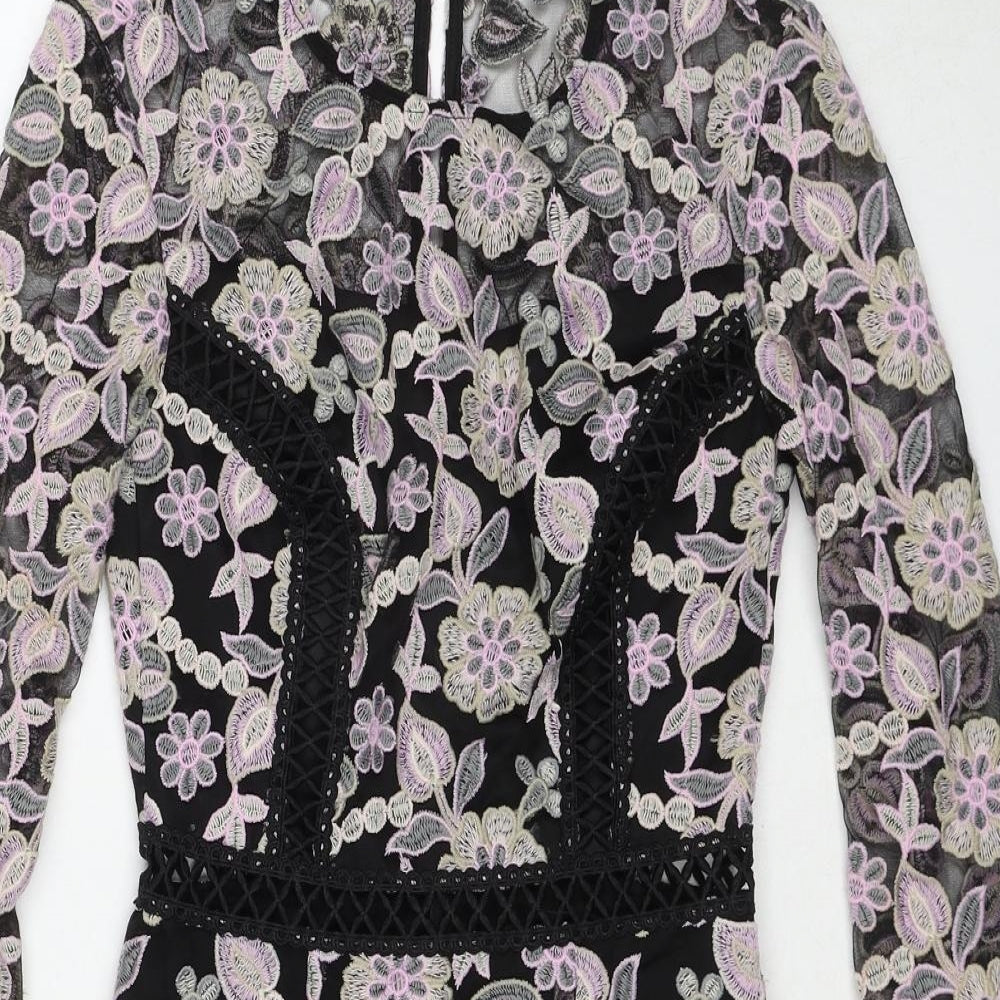 True Decadence Womens Multicoloured Floral Polyester Fit & Flare Size 8 Round Neck Zip
