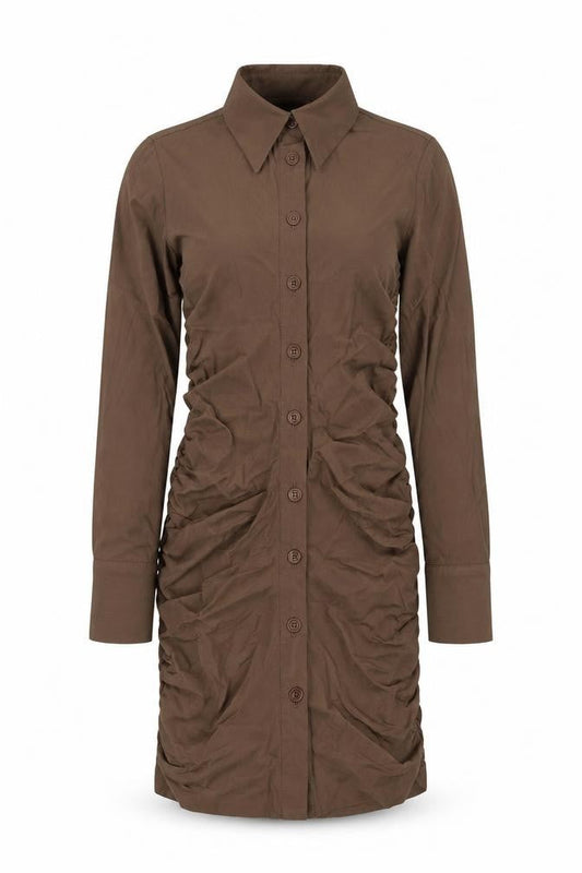 Zara Womens Brown Viscose Shirt Dress Size XS Collared Button