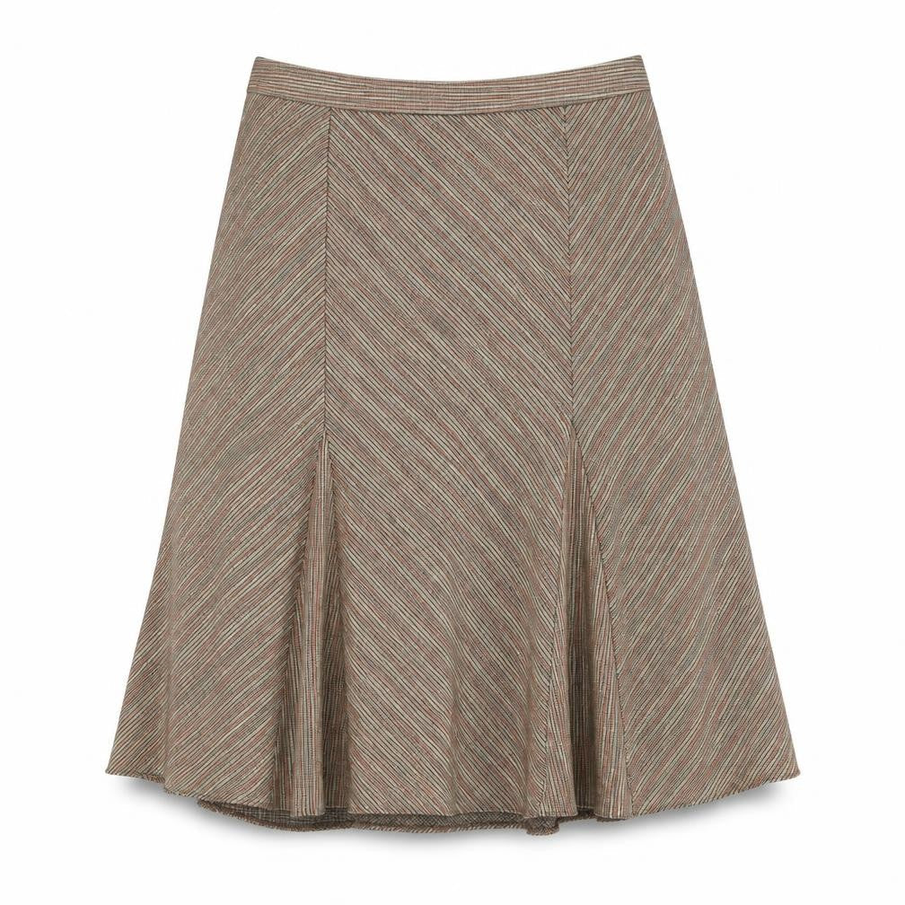 Damart Womens Brown Geometric Polyester Swing Skirt Size 20 Zip