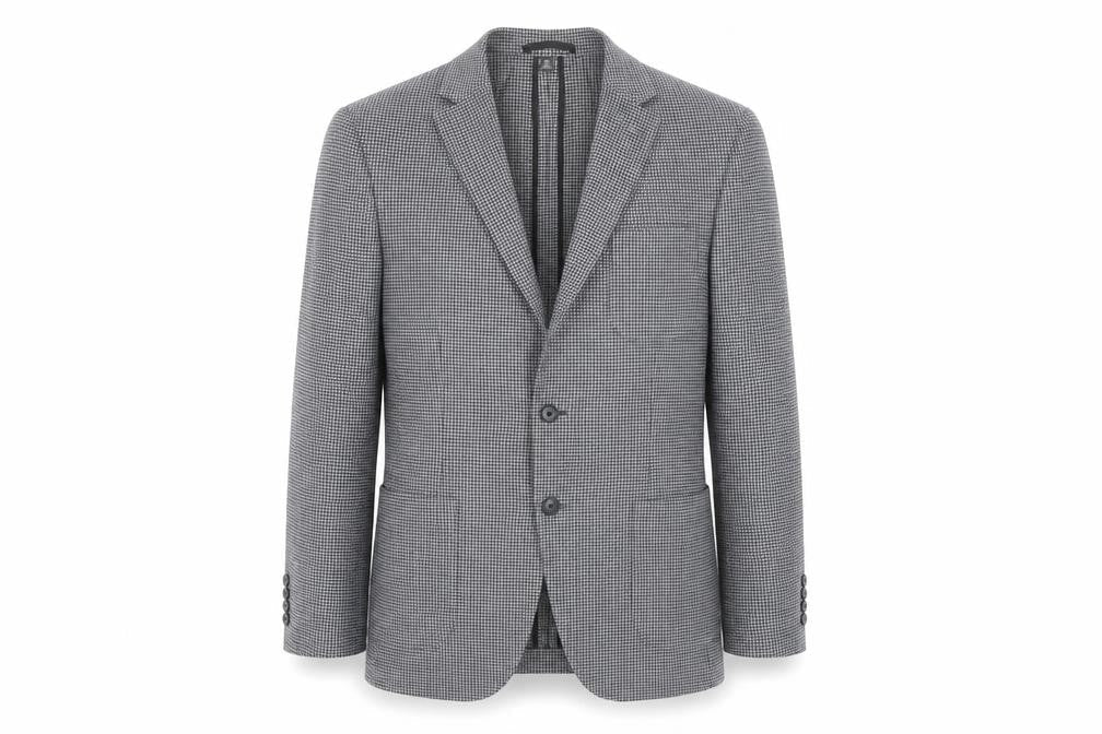 Marks & Spencer Mens Black Check Polyester Jacket Blazer Size 40 Regular