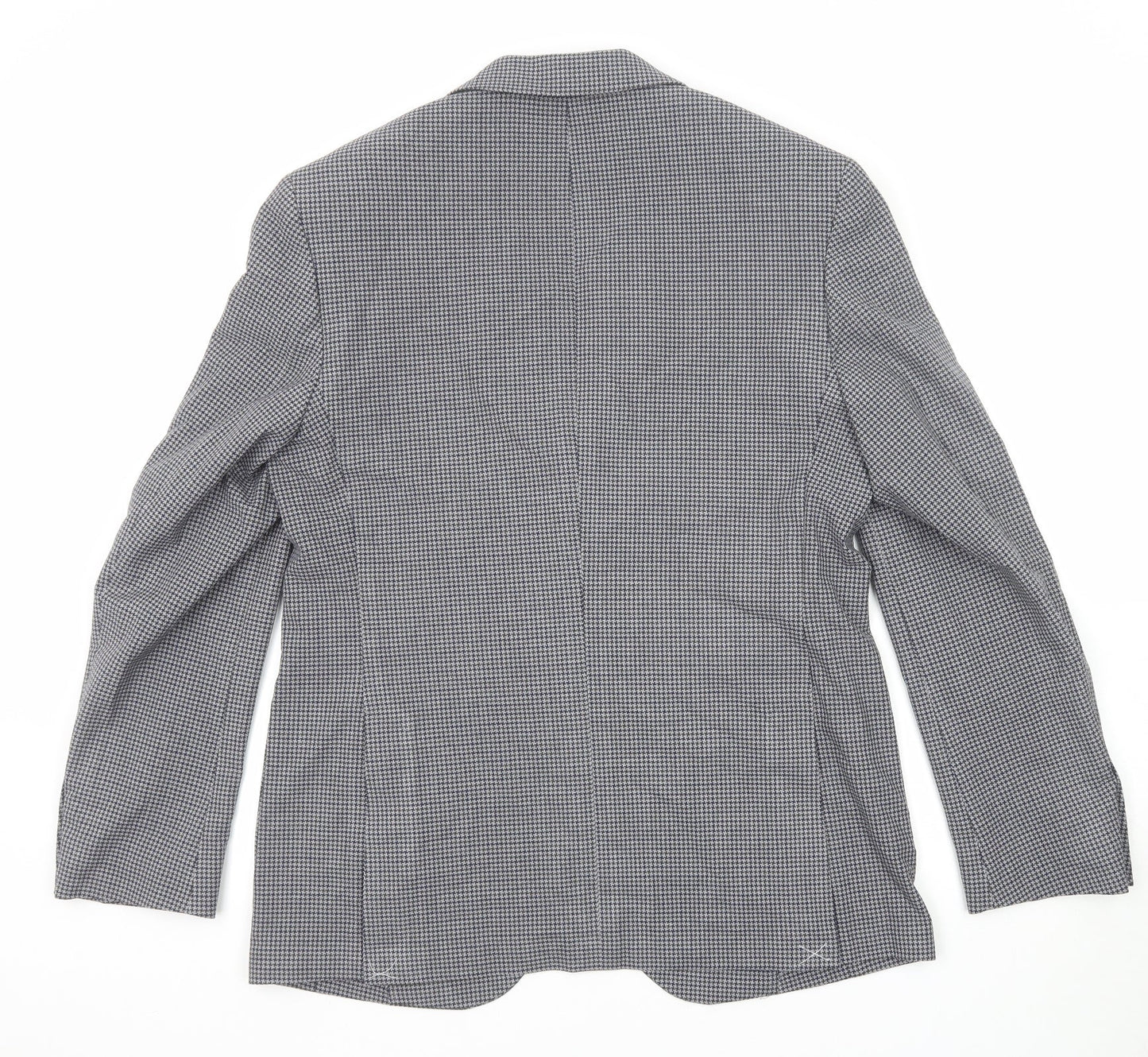 Marks and Spencer Mens Black Check Polyester Jacket Blazer Size 40 Regular