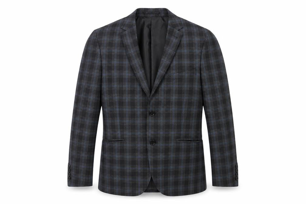 Swear & Mason Mens Black Check Polyester Jacket Suit Jacket Size 38 Regular