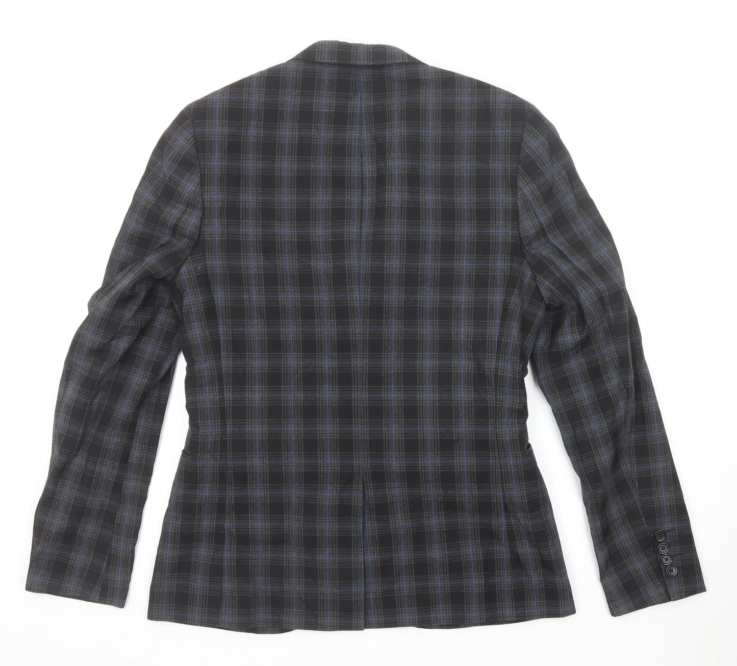 Swear & Mason Mens Black Check Polyester Jacket Suit Jacket Size 38 Regular