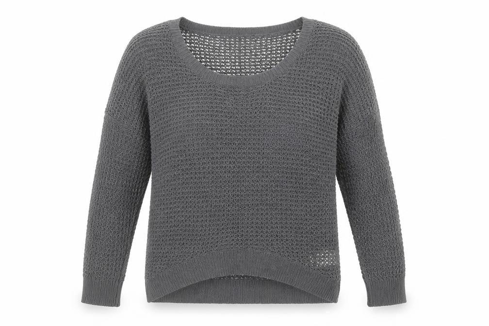 Crafted Womens Grey Scoop Neck Acrylic Pullover Jumper Size 8